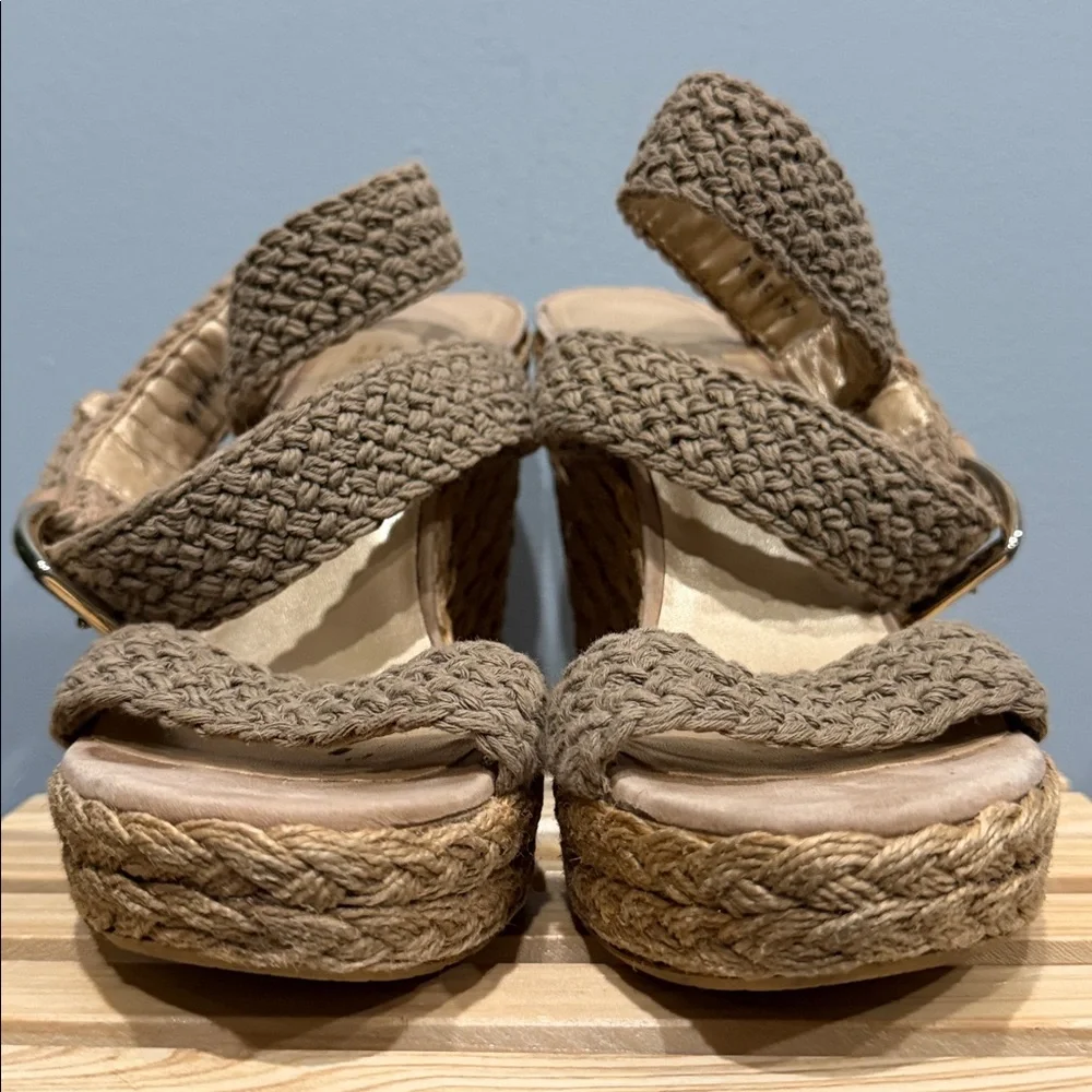 Stuart Weitzman Crochet Espadrille Wedge Sandals Ankle Strap Size 8 - Picture 4 of 12